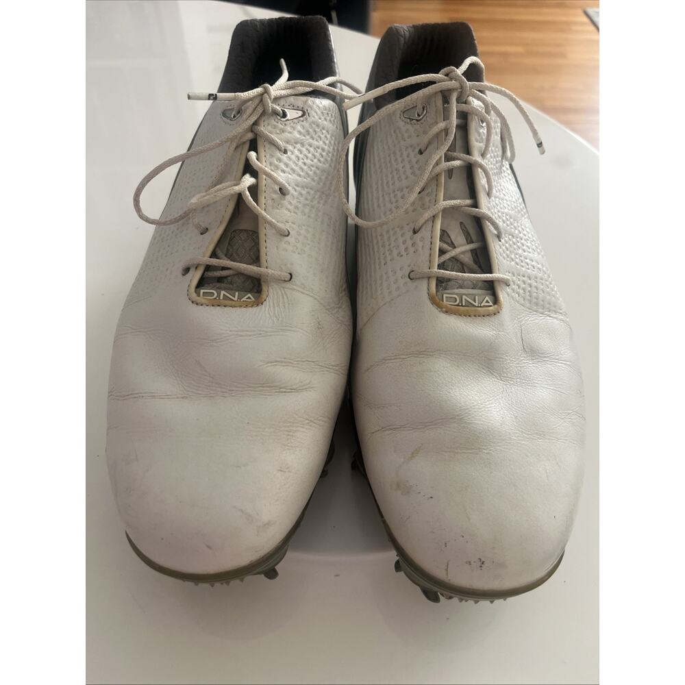 NEW FootJoy [11] Wide Men’s DNA FJ Spikes Golf Shoes-White/Silver 53383